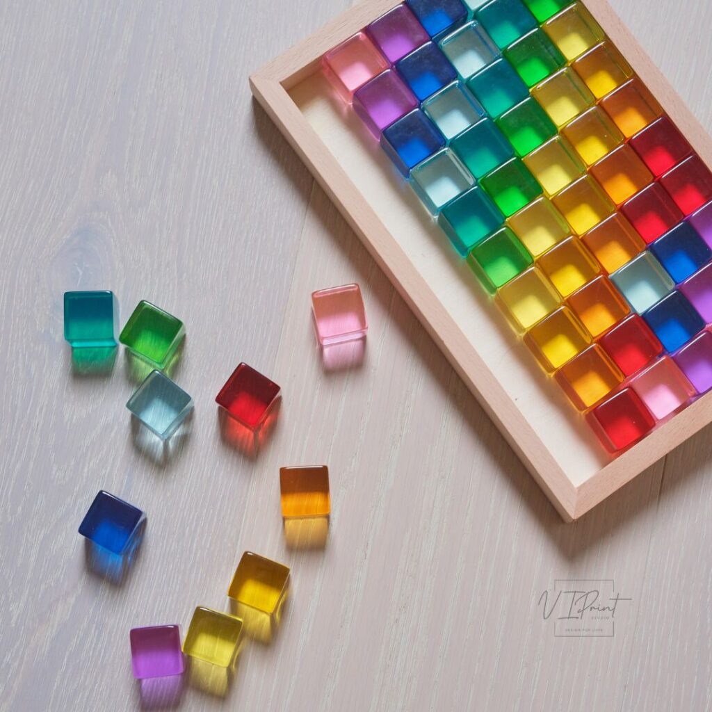 Rainbow Color Translucent Lucite Cube