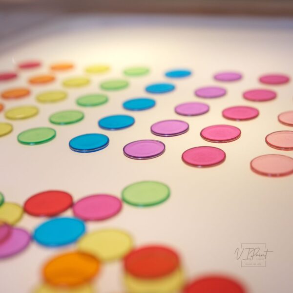 100pc Translucent Light Table Bingo Chips with Metal Ring - Image 4