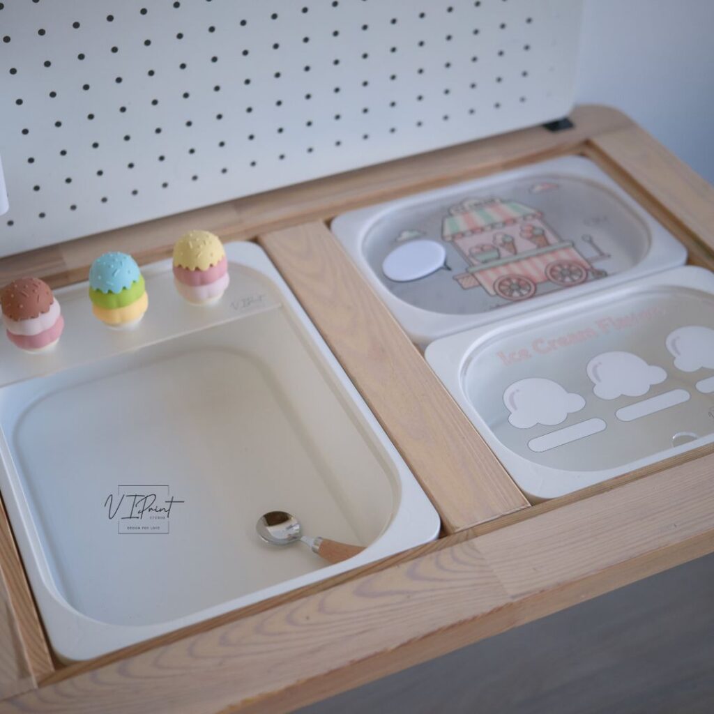 Trofast Insert – Ice Cream Cart Set for IKEA Flisat Sensory Table